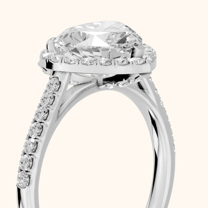 Alma Halo Pavé Heart Diamond Ring in White Gold - slant-view.webp