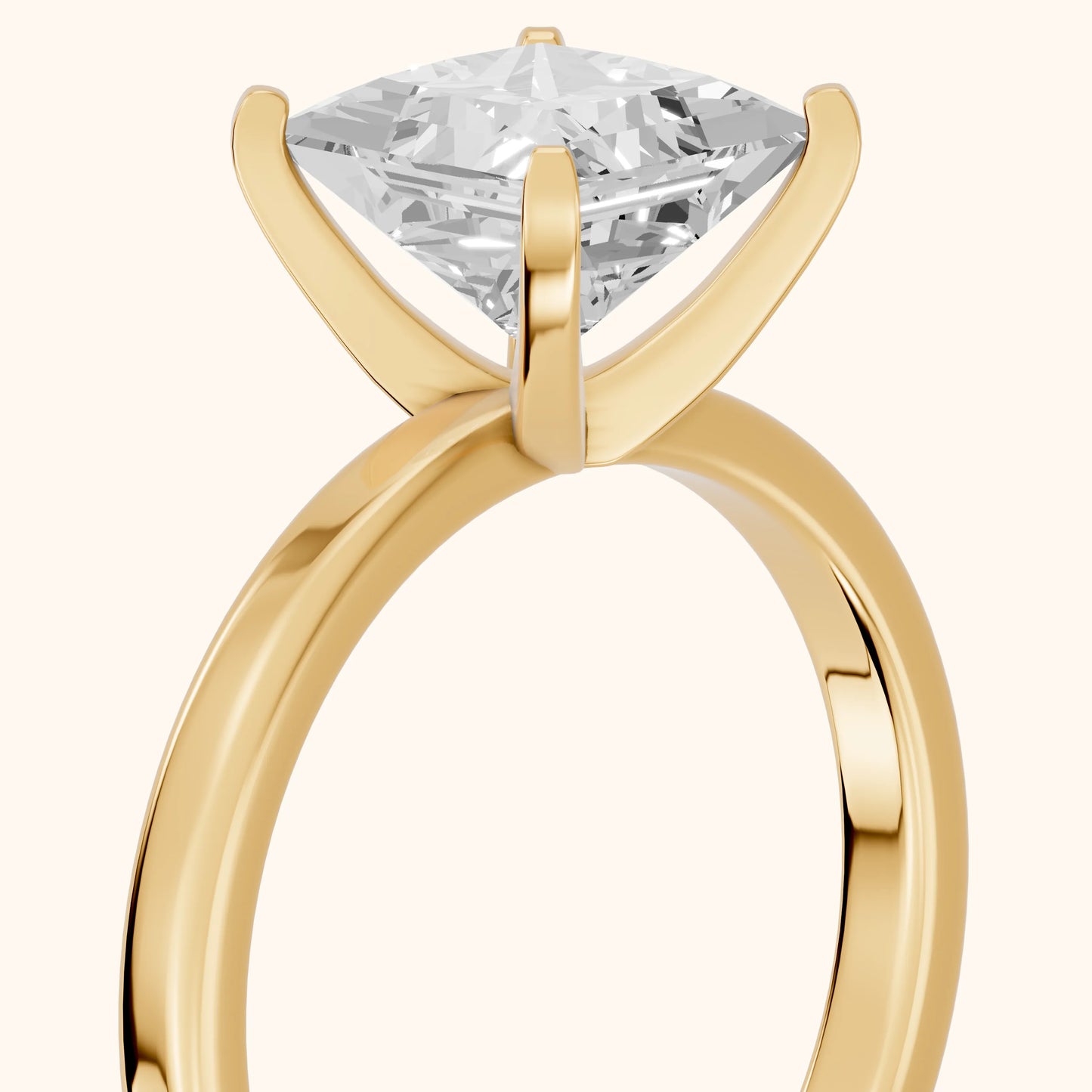 Liana Solitaire Claw Prong Princess Diamond Engagement Ring in Yellow Gold - slant-view.webp