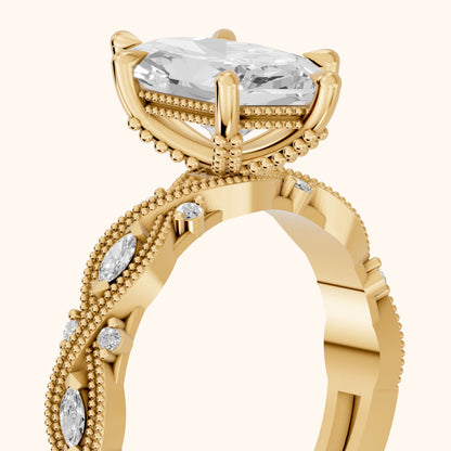 Vero Vintage Twist Dutch Marquise Diamond Engagement Ring in Yellow Gold - slant-view.webp