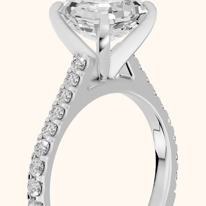 Elsa Cathedral Pavé Asscher Diamond Engagement Ring in White Gold - slant-view.webp