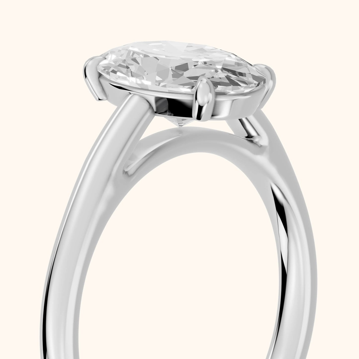 Sadie Cathedral Solitaire Oval Diamond Ring in White Gold - slant-view.webp