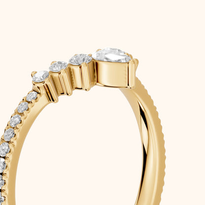 Diya Contour Pear & Round Diamond Stackable Ring in Yellow Gold - slant-view