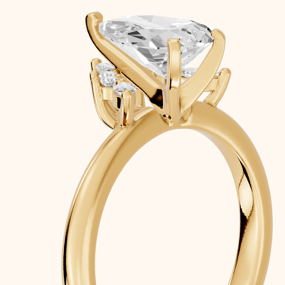 Fiorella Leaf Cluster Pear Diamond Engagement Ring in Yellow Gold - slant-view.webp