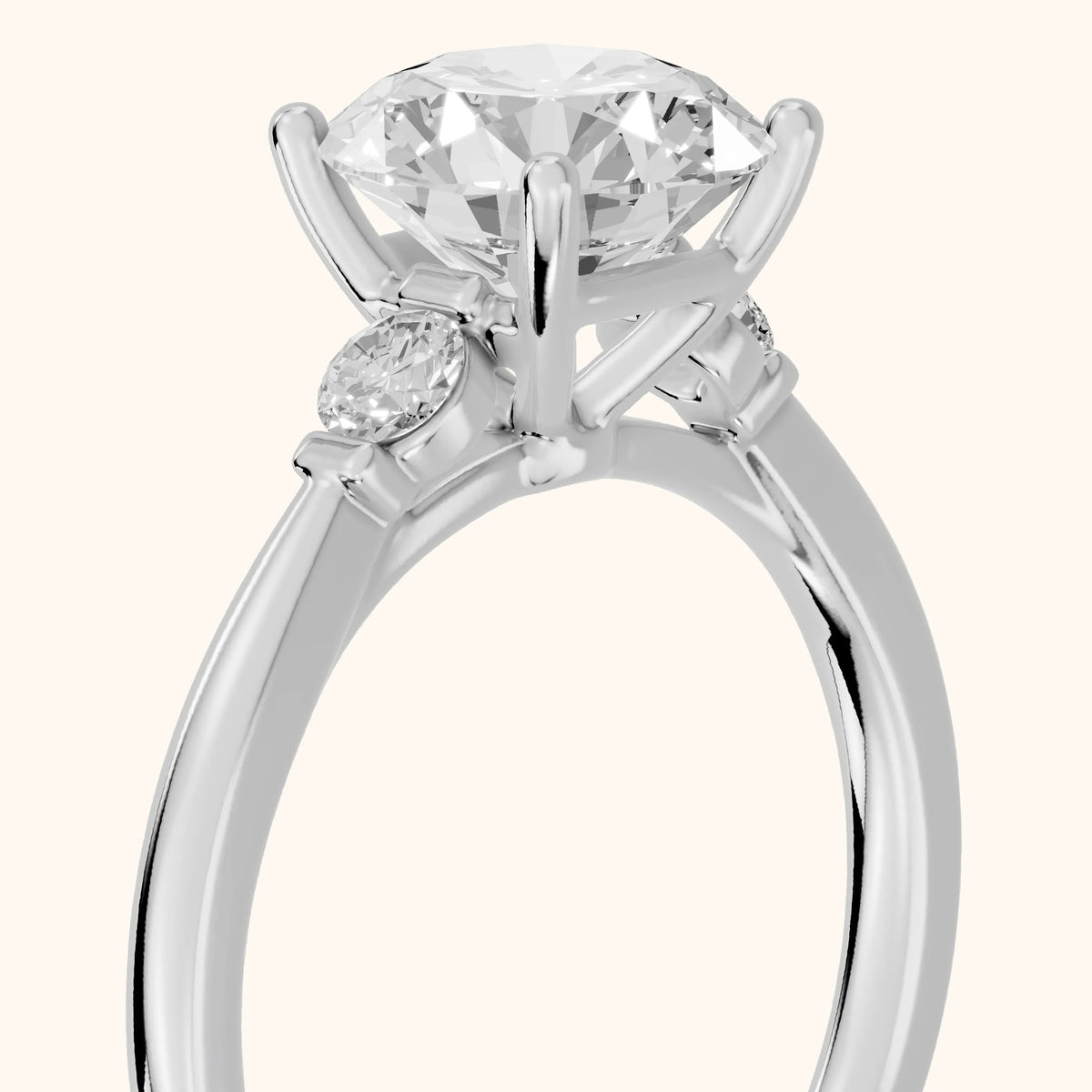 Micaela Three-Stone Round Diamond Engagement Ring in Silver - slant-view.webp