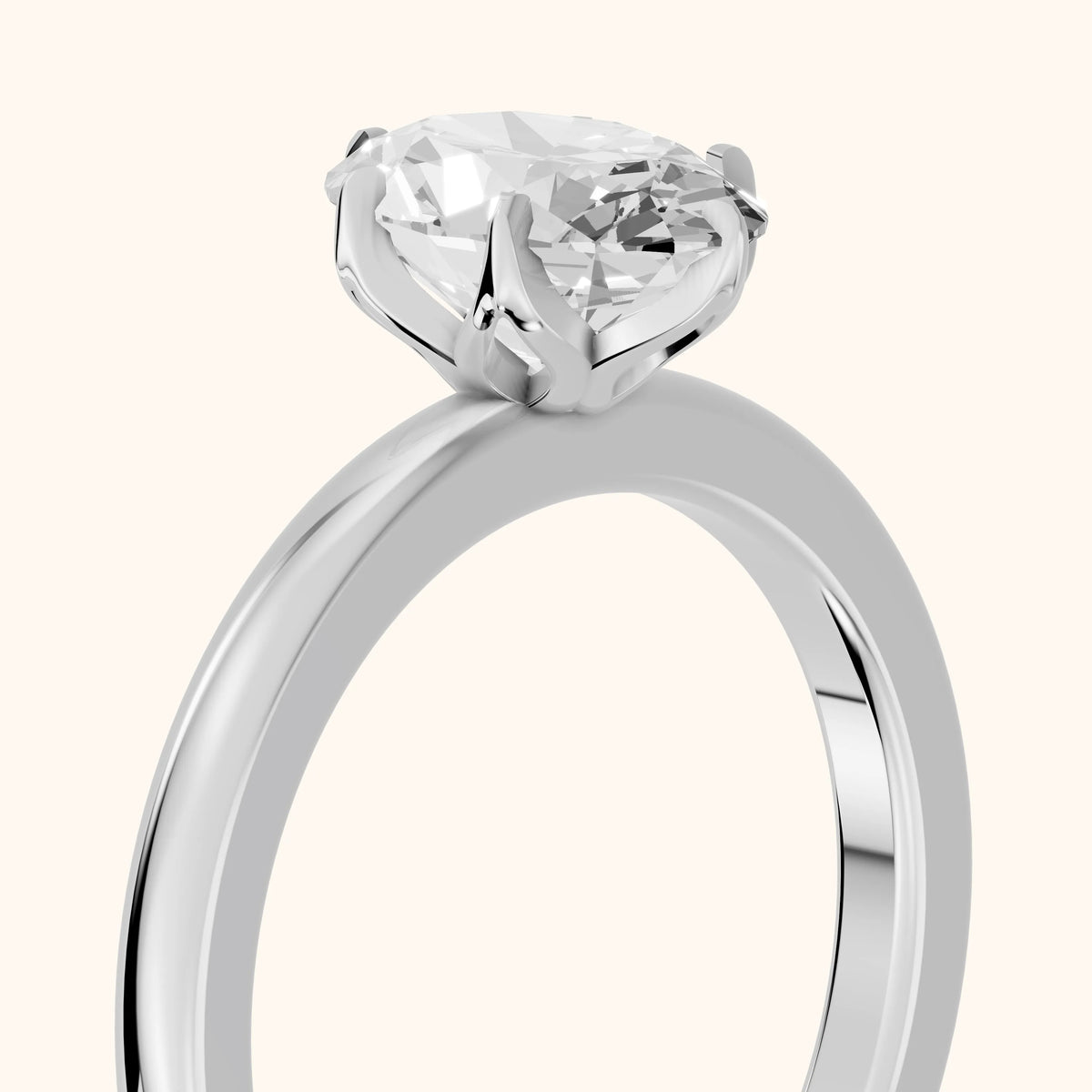 Serena Blossom Solitaire Oval Diamond Engagement Ring in Platinum - slant-view.webp
