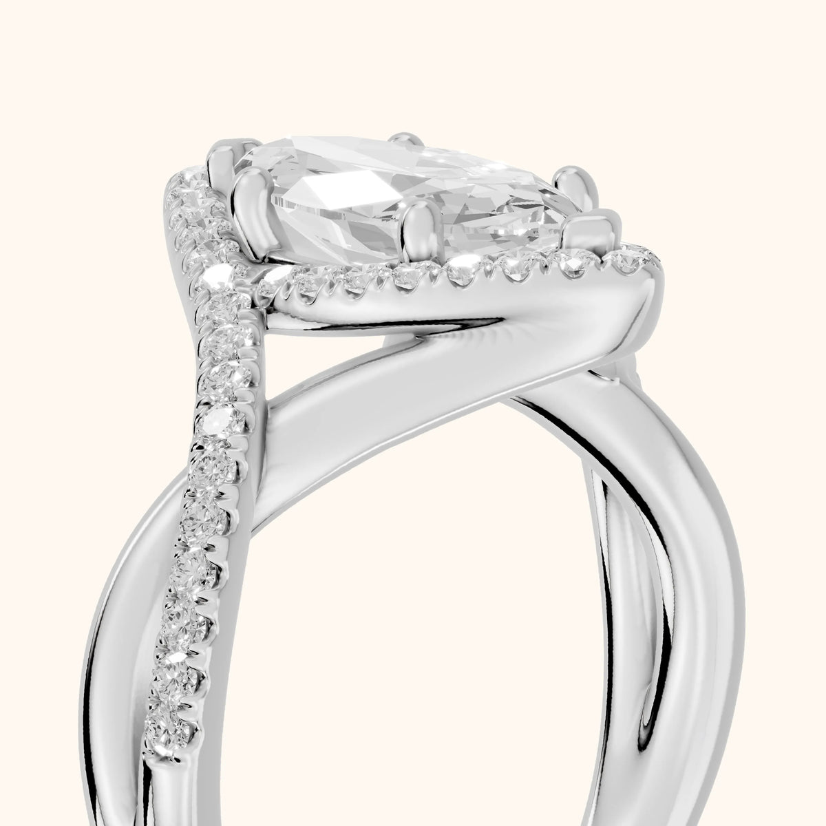 Dover Twist Halo Marquise Diamond Engagement Ring in Platinum - slant-view.webp