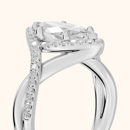 Dover Twist Halo Marquise Diamond Engagement Ring in Platinum - slant-view.webp
