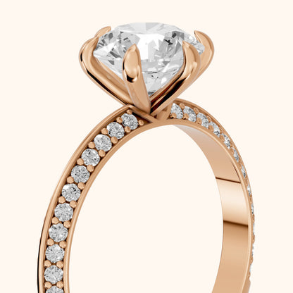 Meredith Knife Edge Pavé Round Diamond Engagement Ring in Rose Gold - slant-view.webp