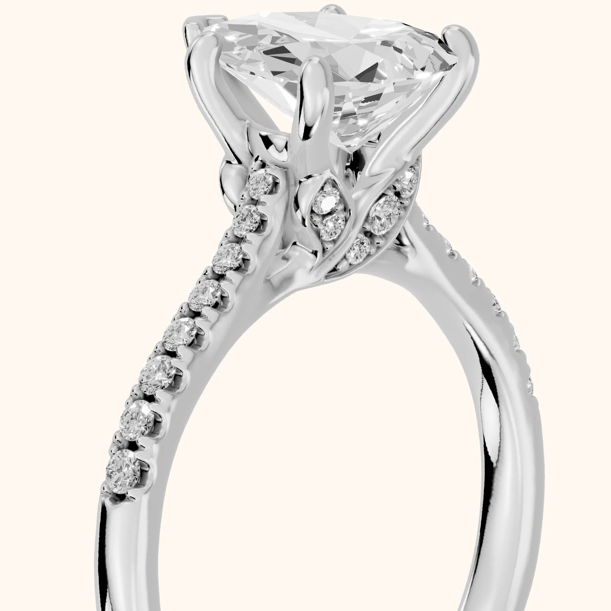 Moab Petal Pavé Pear Diamond Engagement Ring in Silver - slant-view.webp