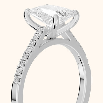 Meg Pavé Radiant Diamond Engagement Ring in Silver - slant-view.webp
