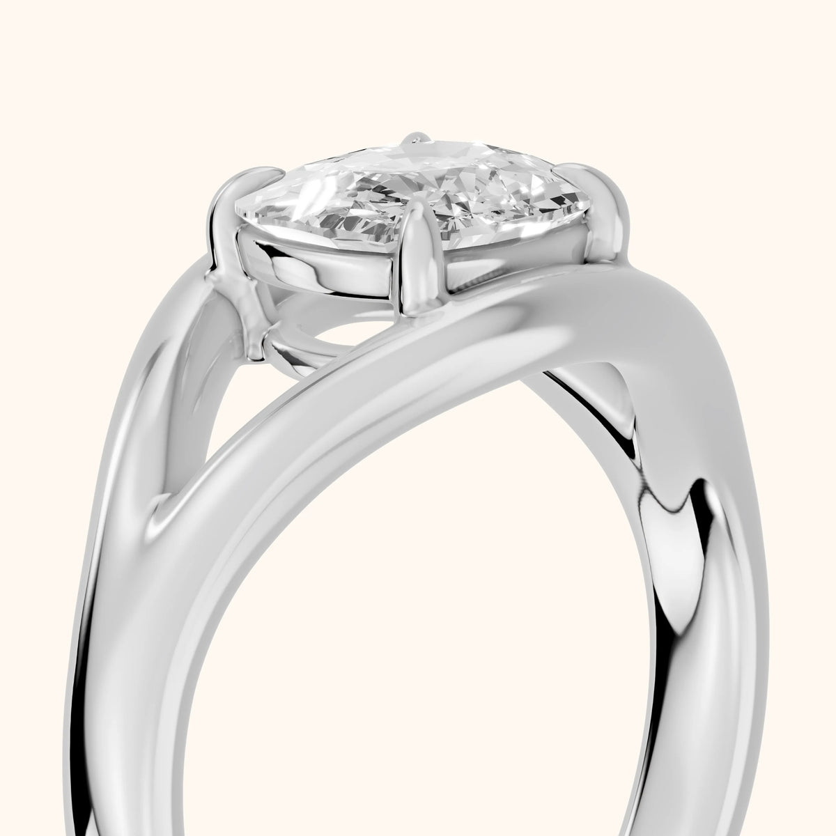 Madeleine Split Shank Cushion Diamond Engagement Ring in White Gold - slant-view.webp