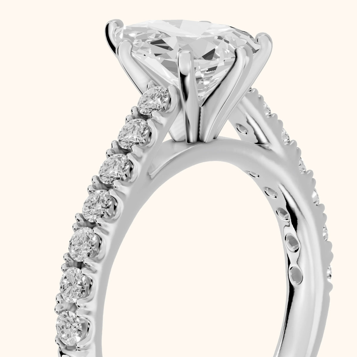Keira Statement Pavé Pear Diamond Engagement Ring in Platinum - slant-view.webp