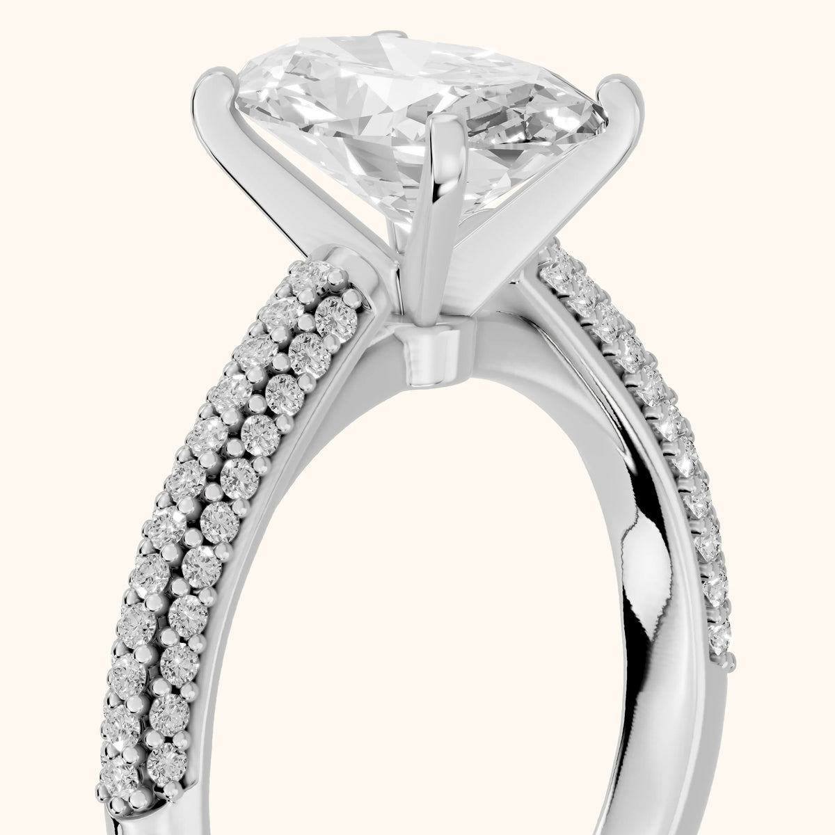 Kaitlin Micropavé Dome Oval Diamond Engagement Ring in Silver - slant-view.webp