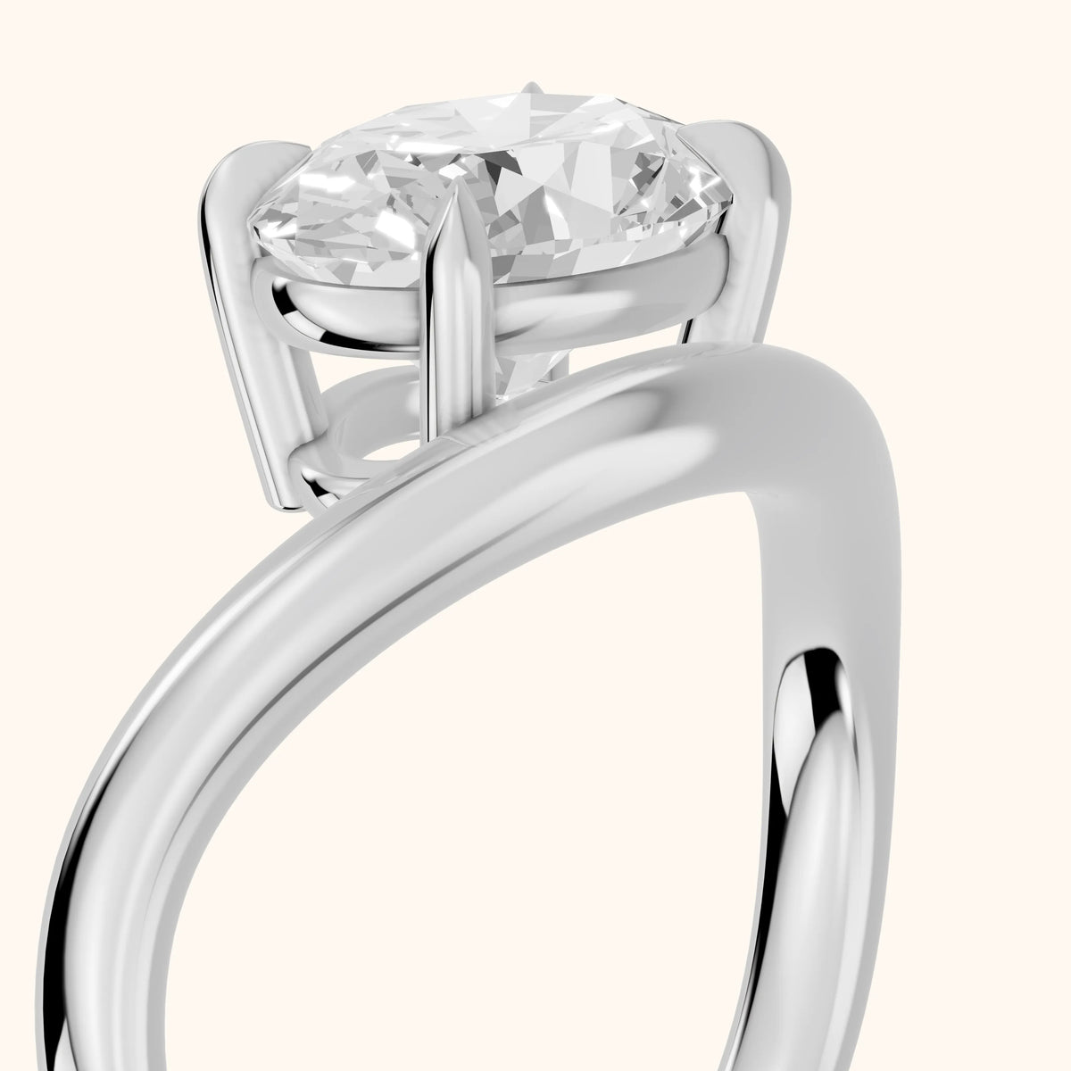 Katherine East-West Bypass Oval Diamond Engagement Ring in White Gold - slant-view.webp