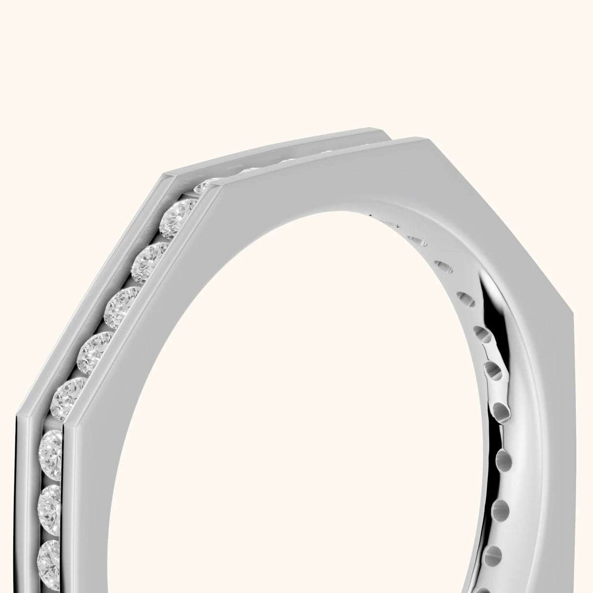 Sasha Channel Set Round Diamond Eternity Band in Silver - slant-view