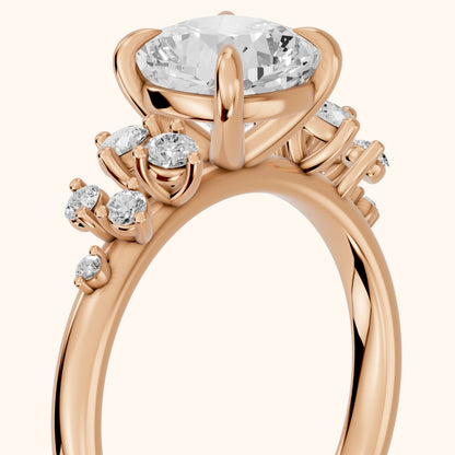 Mirabelle Cluster Cushion Diamond Engagement Ring in Rose Gold - slant-view.webp