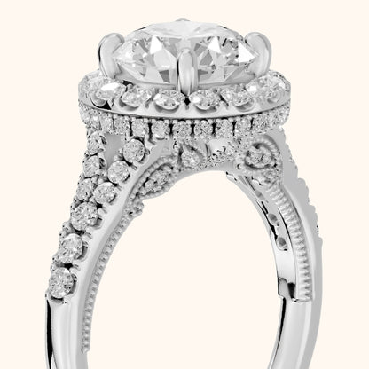 Kenner Halo Split Shank Round Diamond Engagement Ring in Silver - slant-view.webp