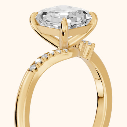 Nicoletta Bypass Pavé Asscher Diamond Engagement Ring in Yellow Gold - slant-view.webp
