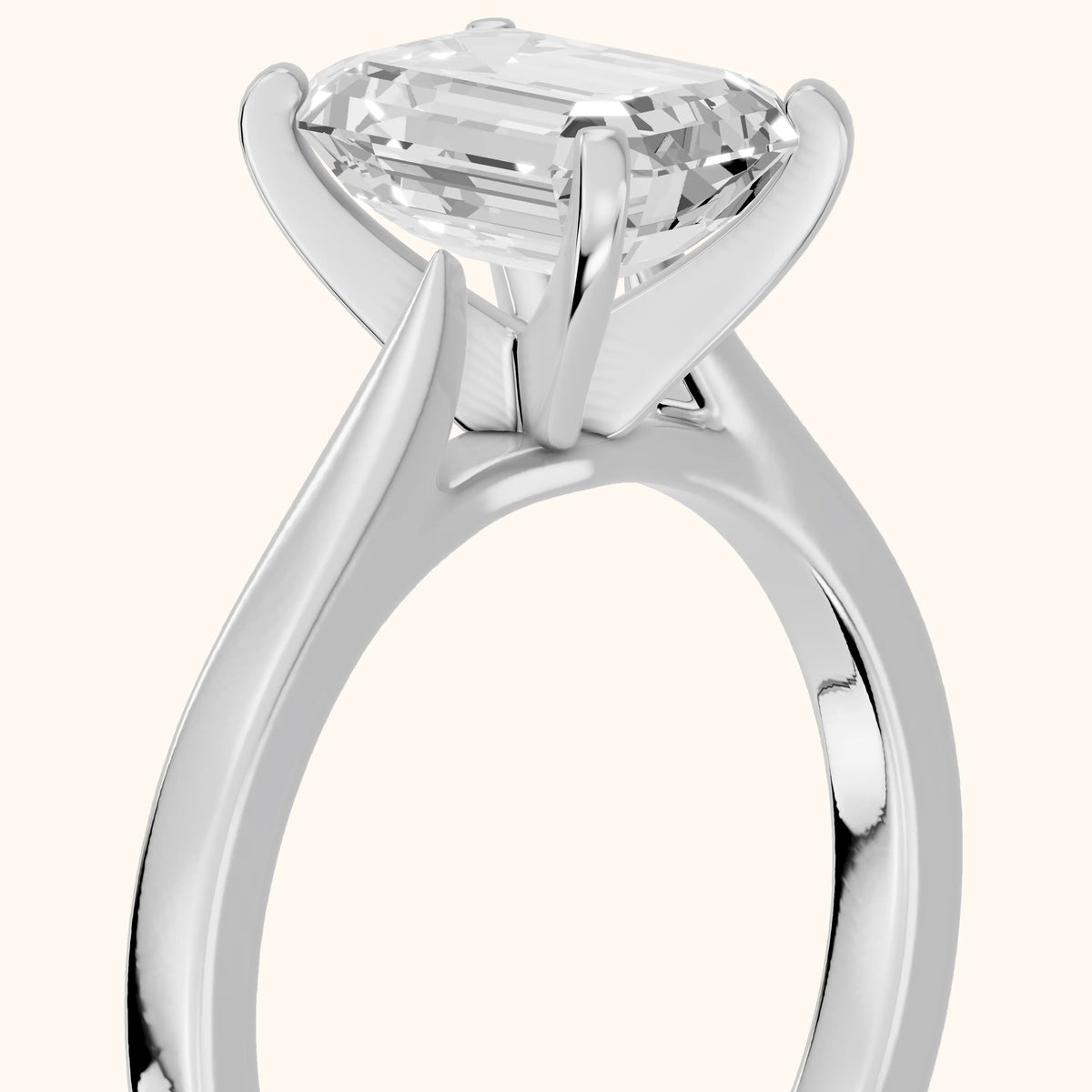 Cicely Solitaire Cathedral Emerald Diamond Engagement Ring in Silver - slant-view.webp