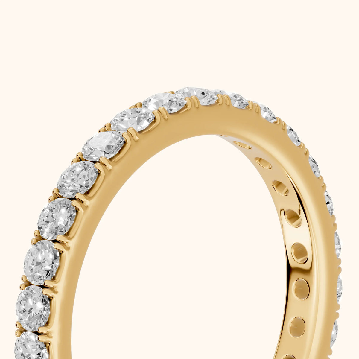 Blair French Pavé Round Diamond Eternity Band in Yellow Gold - slant-view