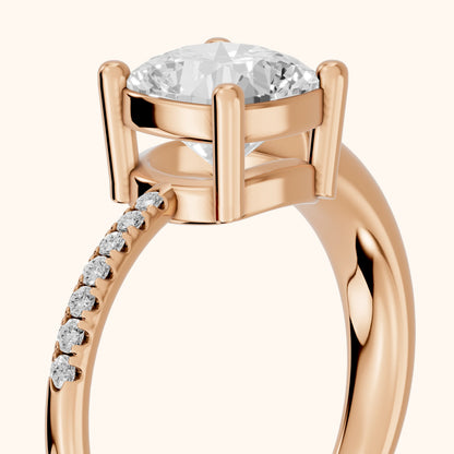Rosie Solitaire Basket Cushion Diamond Engagement Ring in Rose Gold - slant-view.webp