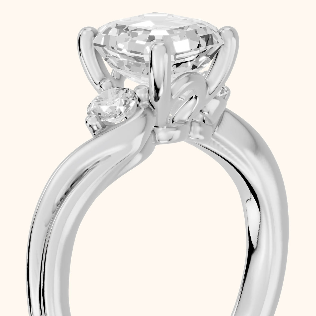 Rena Bypass Three-Stone Asscher Diamond Engagement Ring in Silver - slant-view.webp