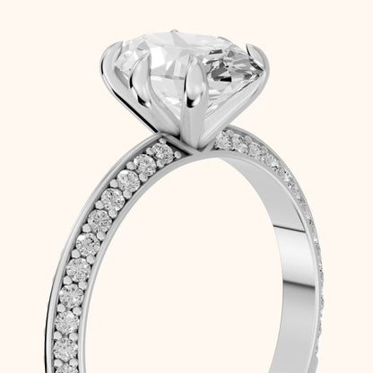 Meredith Knife Edge Pavé Oval Diamond Engagement Ring in White Gold - slant-view.webp