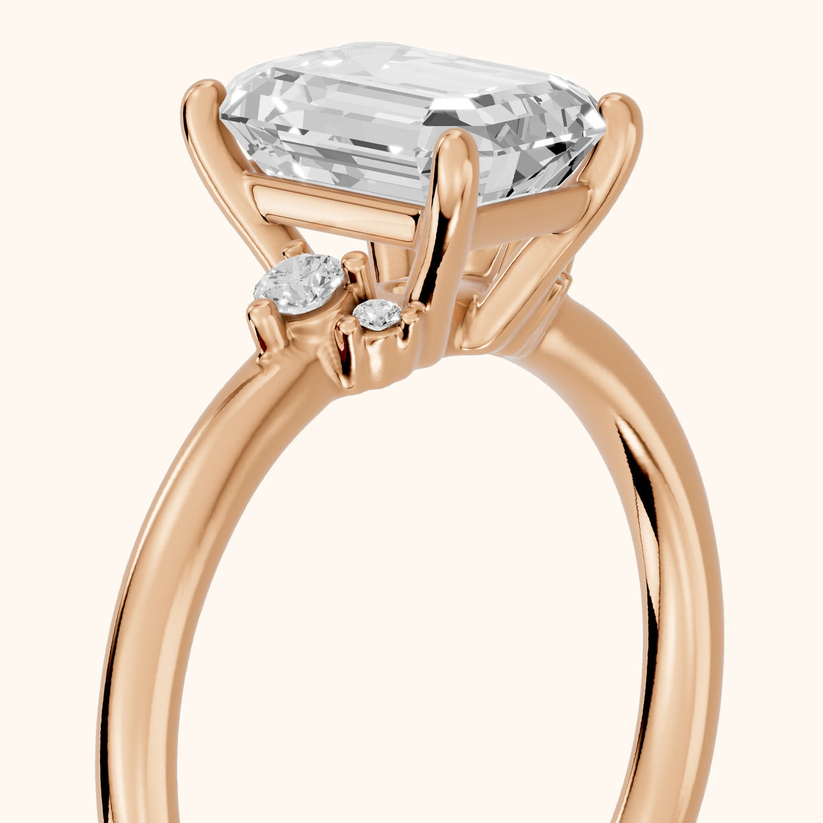 Wynne Cluster Emerald Diamond Engagement Ring in Rose Gold - slant-view.webp