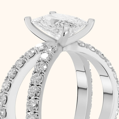Ilaria Criss Cross Pavé Radiant Diamond Engagement Ring in White Gold - slant-view.webp