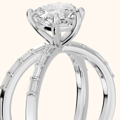 Annie Crossover Baguette Heart Diamond Engagement Ring in Silver - slant-view.webp