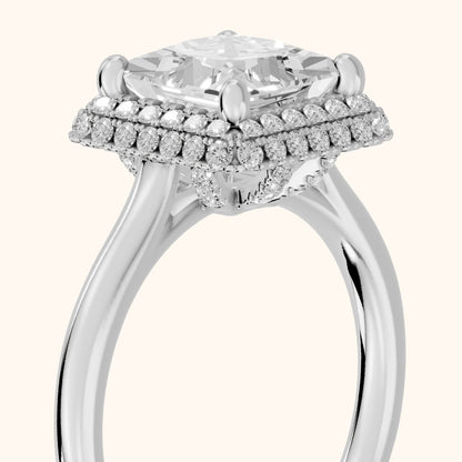 Destin Halo Micropavé Princess Diamond Engagement Ring in Platinum - slant-view.webp