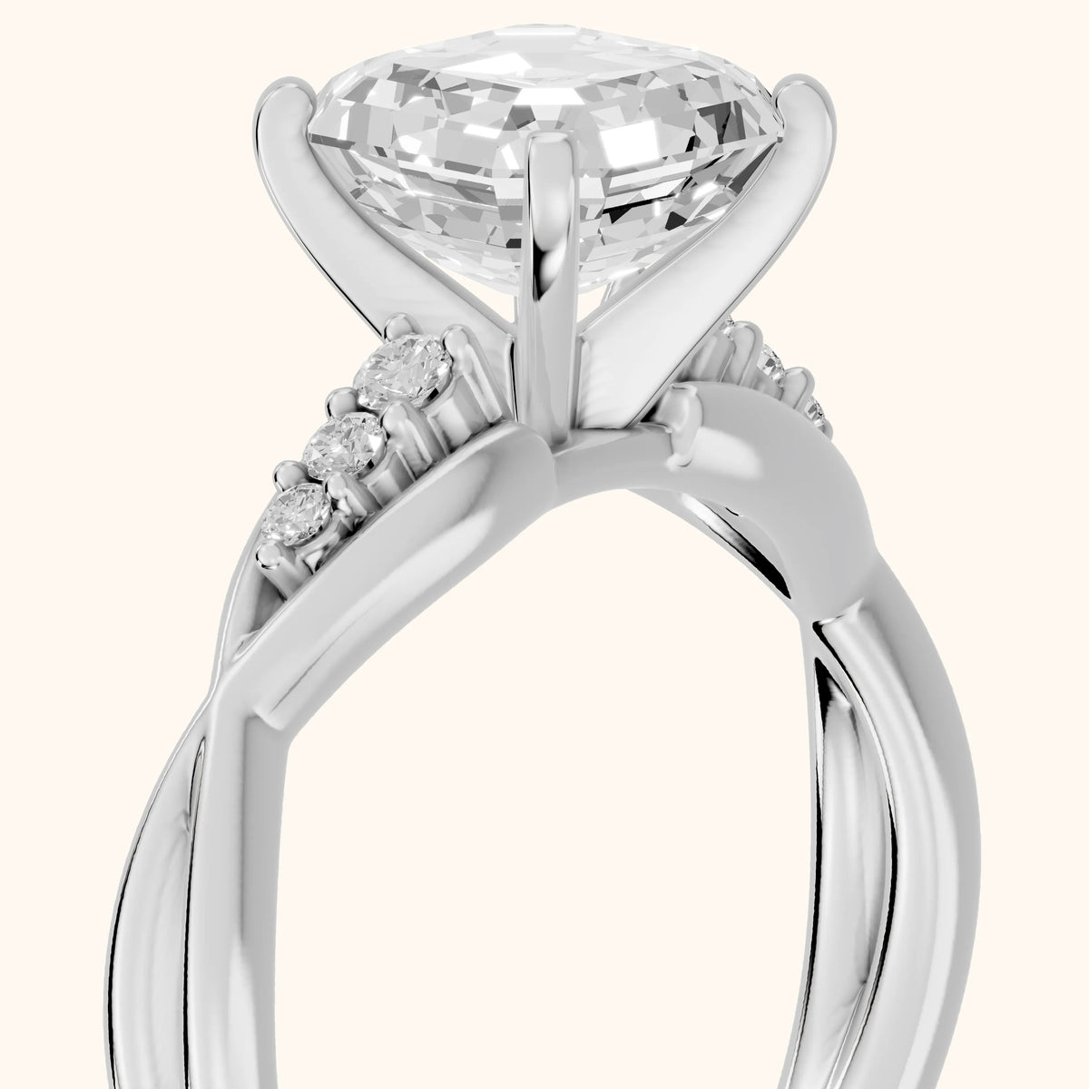 Stefania Twist Asscher Diamond Engagement Ring in Silver - slant-view.webp