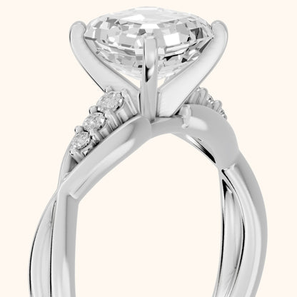 Stefania Twist Asscher Diamond Engagement Ring in Silver - slant-view.webp