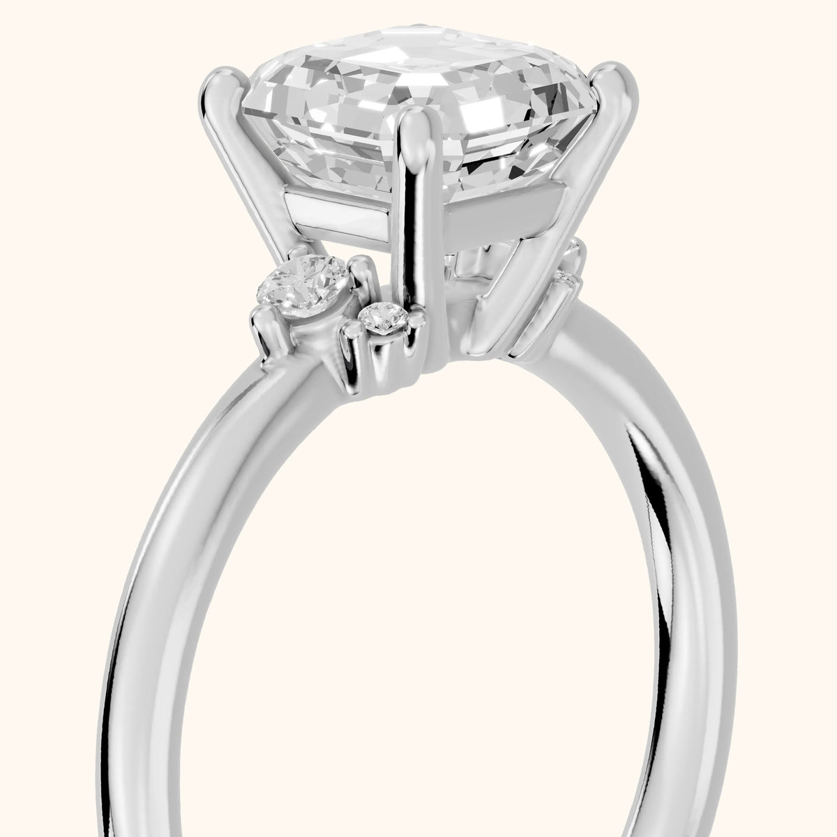 Wynne Cluster Asscher Diamond Engagement Ring in Silver - slant-view.webp