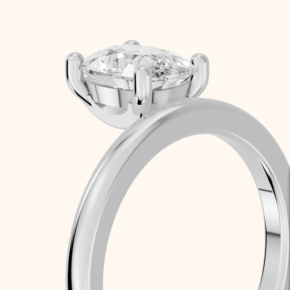 Maisie Four Prong Solitaire Cushion Diamond Engagement Ring in White Gold - slant-view.webp