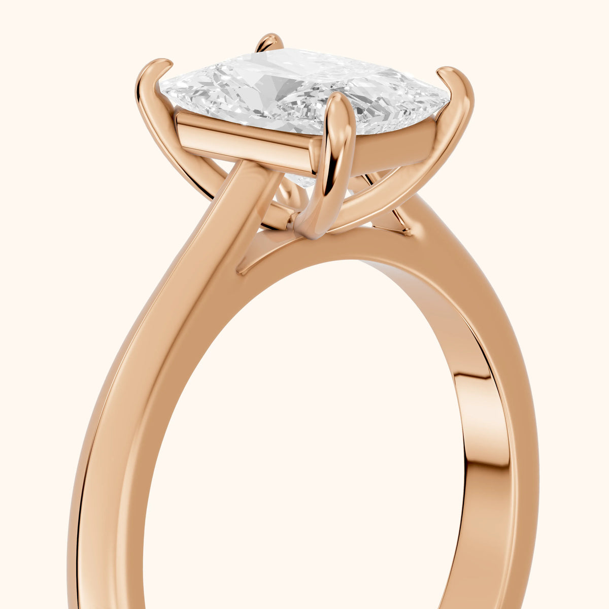 Kalia Knife Edge Solitaire Radiant Diamond Engagement Ring in Rose Gold - slant-view.webp
