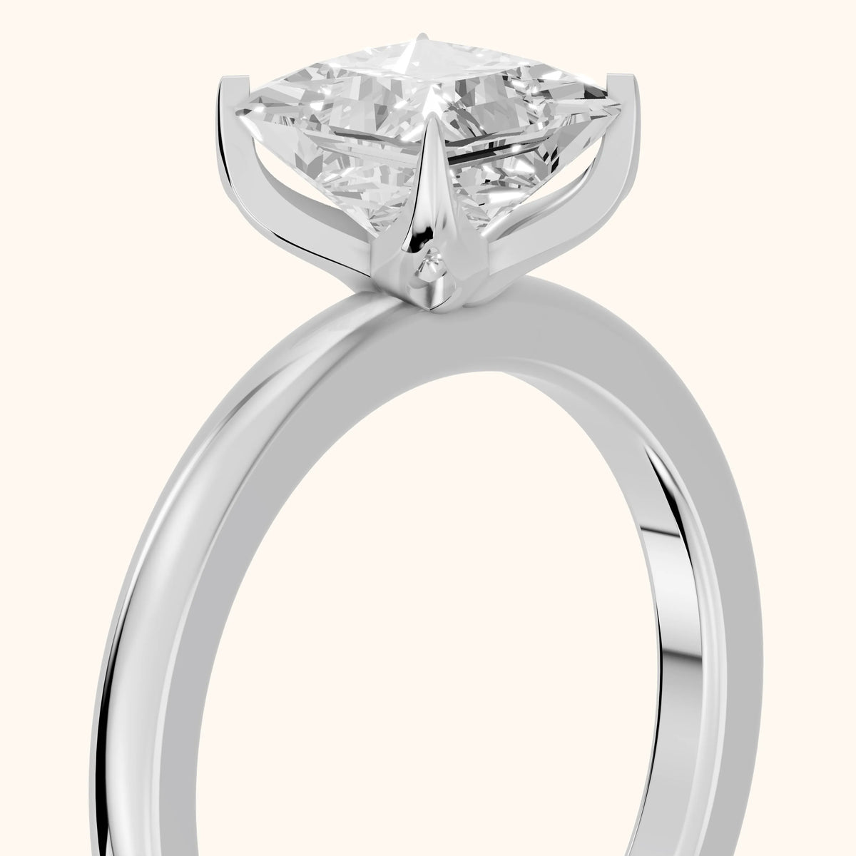 Serena Blossom Solitaire Princess Diamond Engagement Ring in Platinum - slant-view.webp