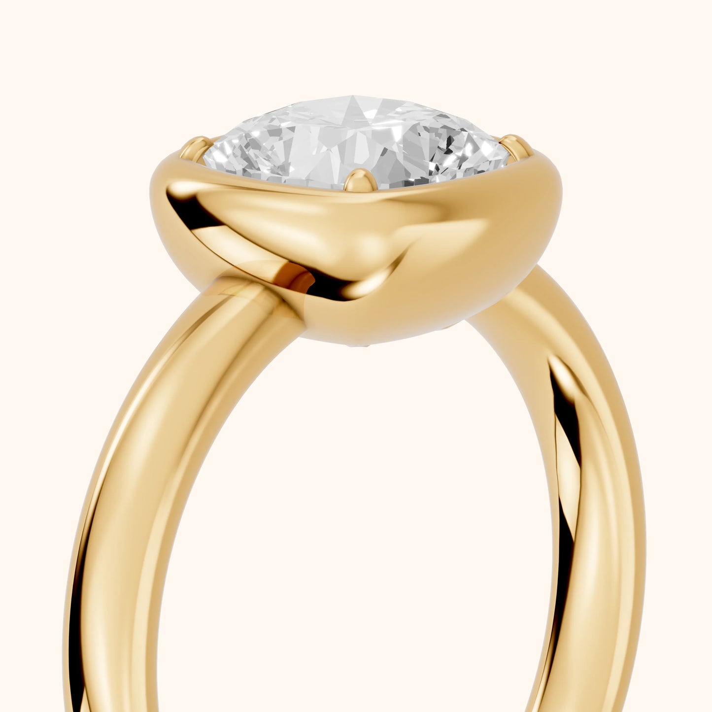 Alina Bezel Solitaire Cushion Diamond Ring in Yellow Gold - slant-view.webp