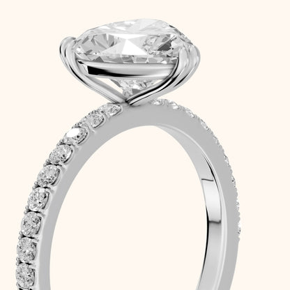 Novara Solitaire Pavé Heart Diamond Ring in Silver - slant-view.webp