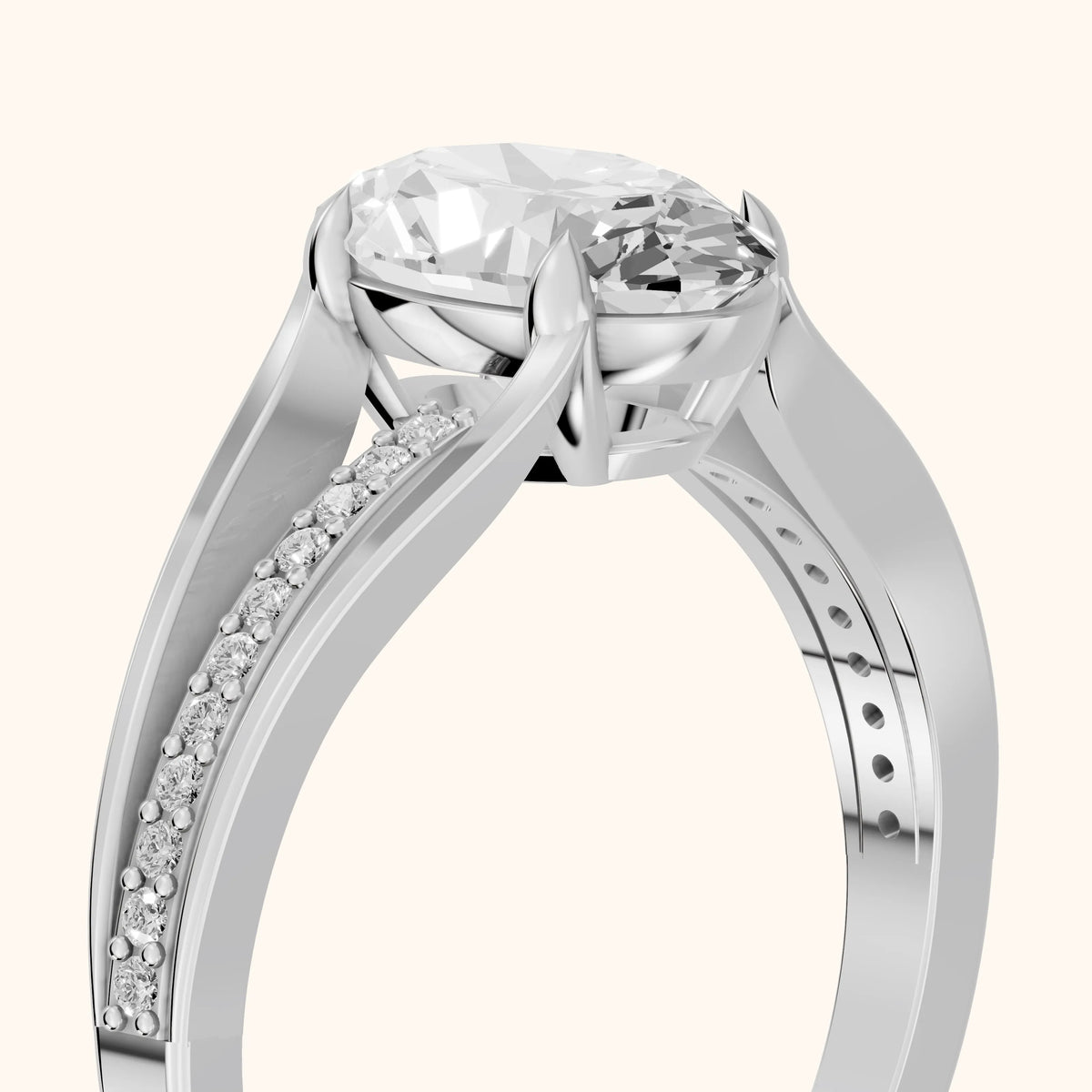 Lucinda Split Shank Oval Diamond Engagement Ring in Platinum - slant-view.webp