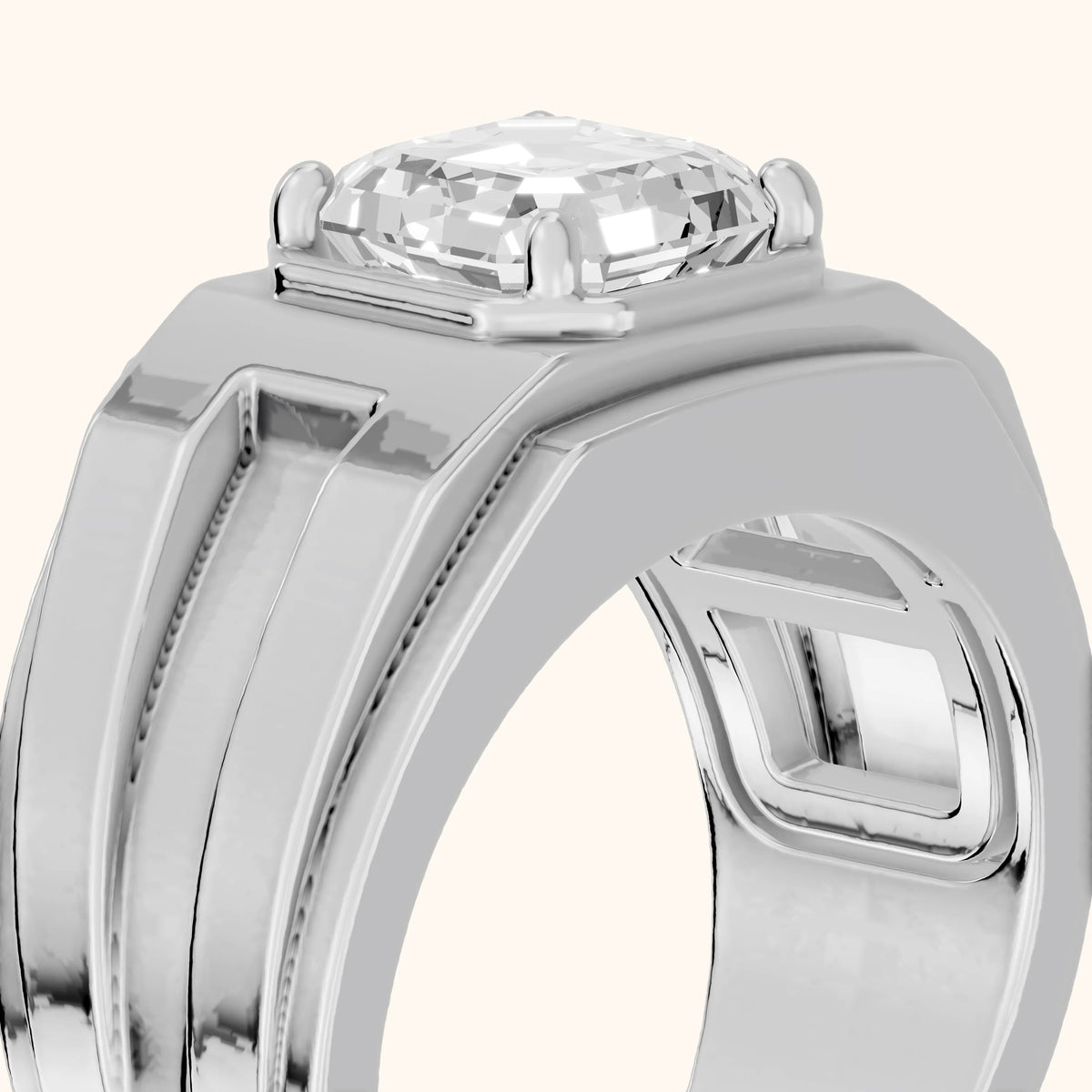 Greer Step Edge Solitaire Asscher Diamond Engagement Ring in White Gold - slant-view.webp