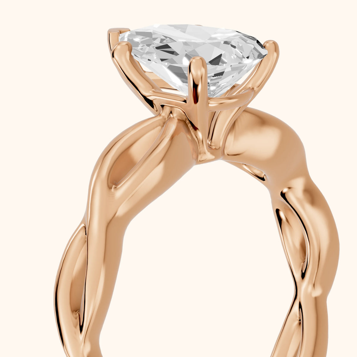 Wisteria Twist Solitaire Pear Diamond Engagement Ring in Rose Gold - slant-view.webp