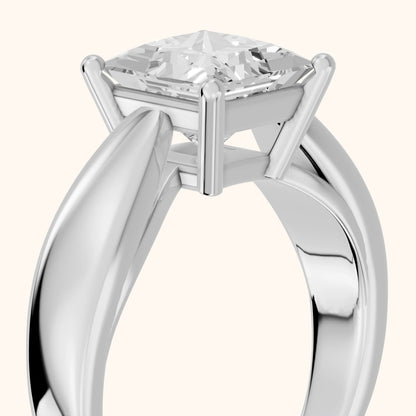 Talia Solitaire Twist Princess Diamond Engagement Ring in Platinum - slant-view.webp