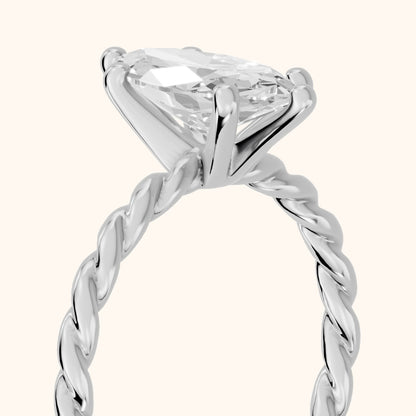 Robyn Twist Solitaire Marquise Diamond Engagement Ring in Silver - slant-view.webp
