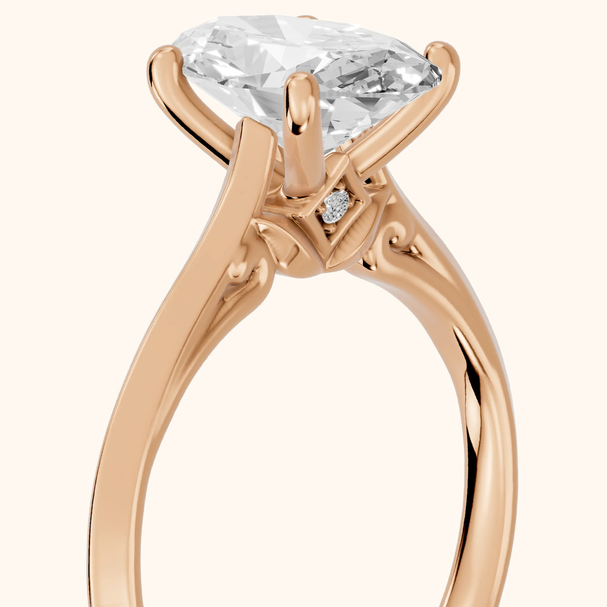 Isabel Knife Edge Oval Diamond Engagement Ring in Rose Gold - slant-view.webp