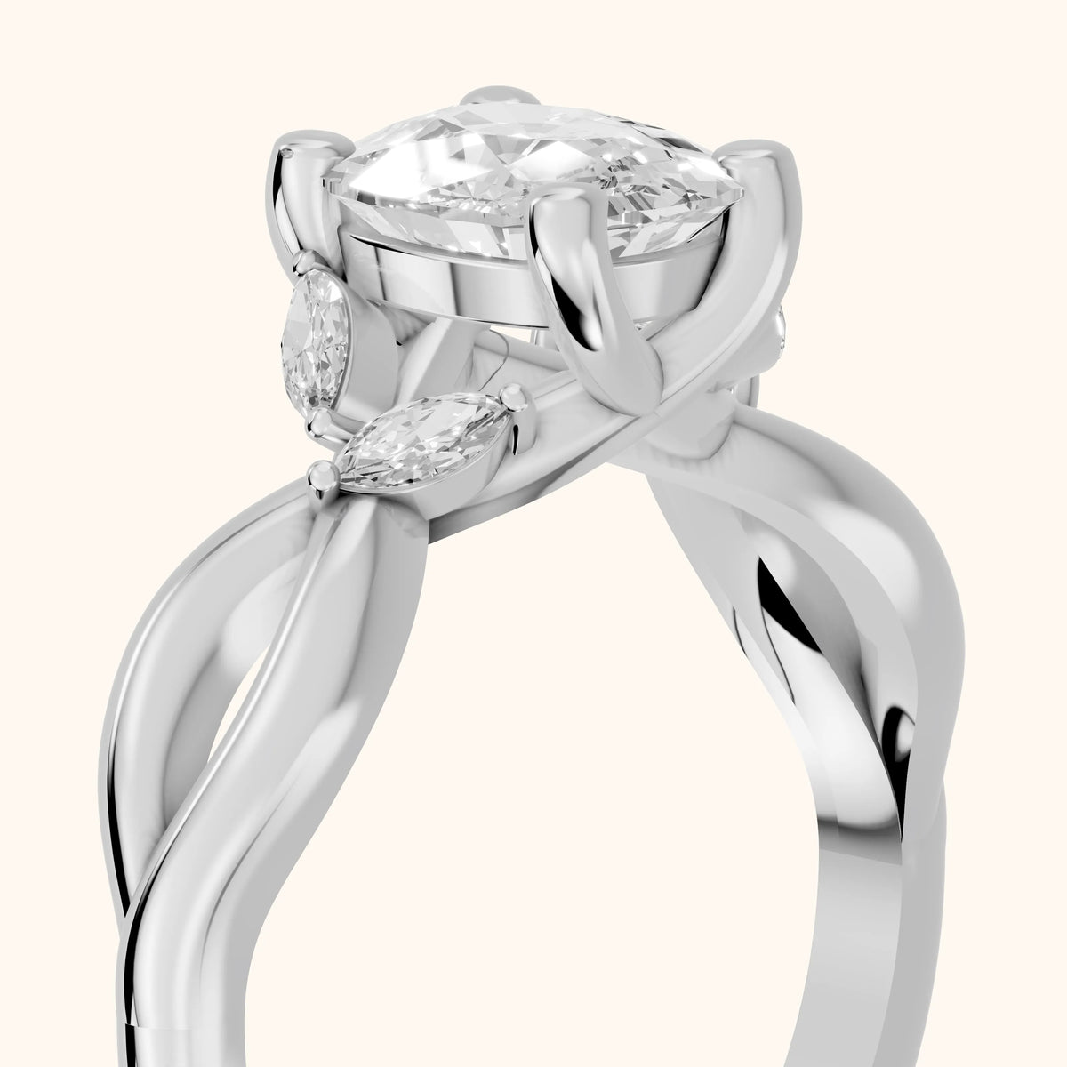Luna Glow Twisted Cushion Diamond Engagement Ring in Silver - slant-view.webp