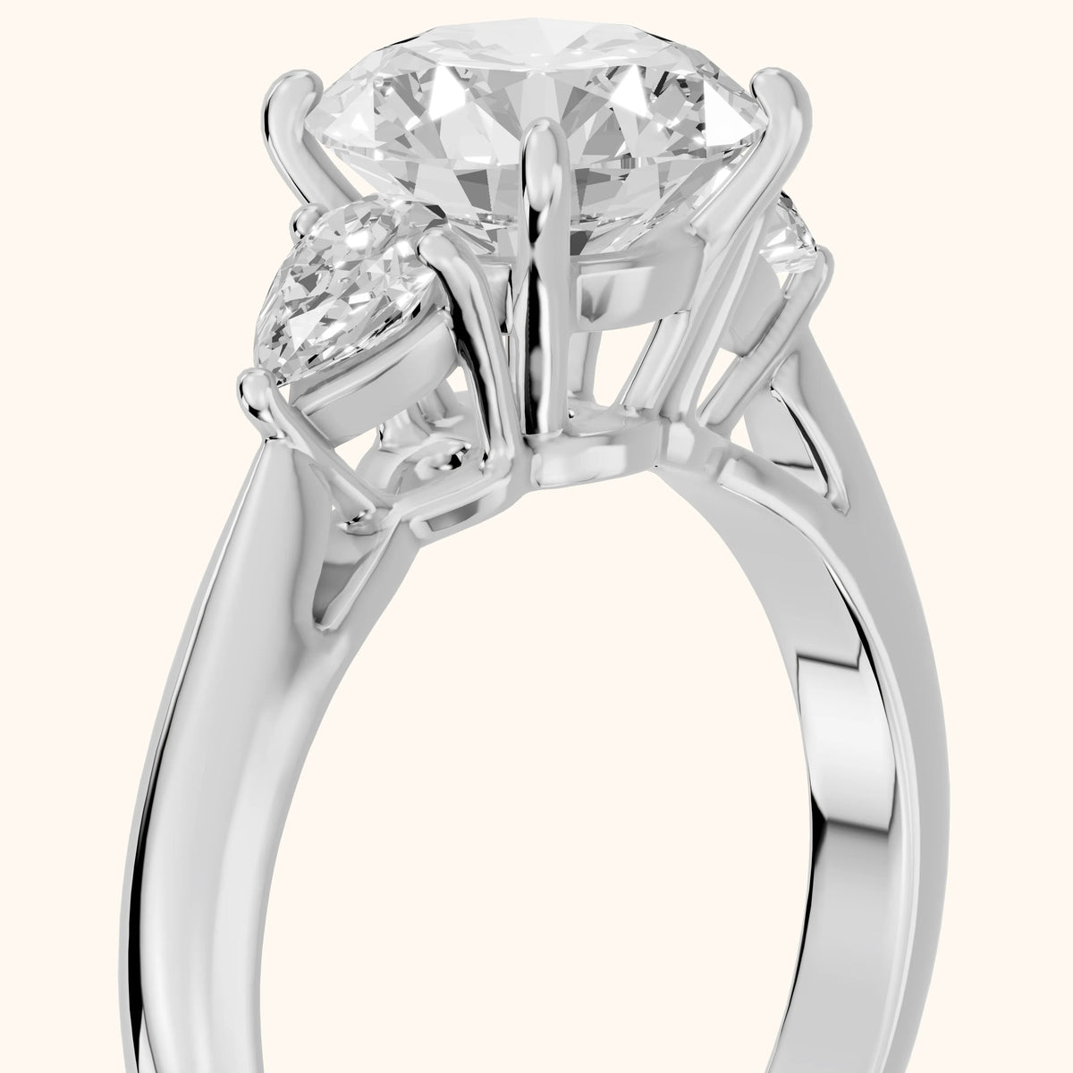 Libby Pear-Side Three-Stone Round Diamond Engagement Ring in Silver - slant-view.webp