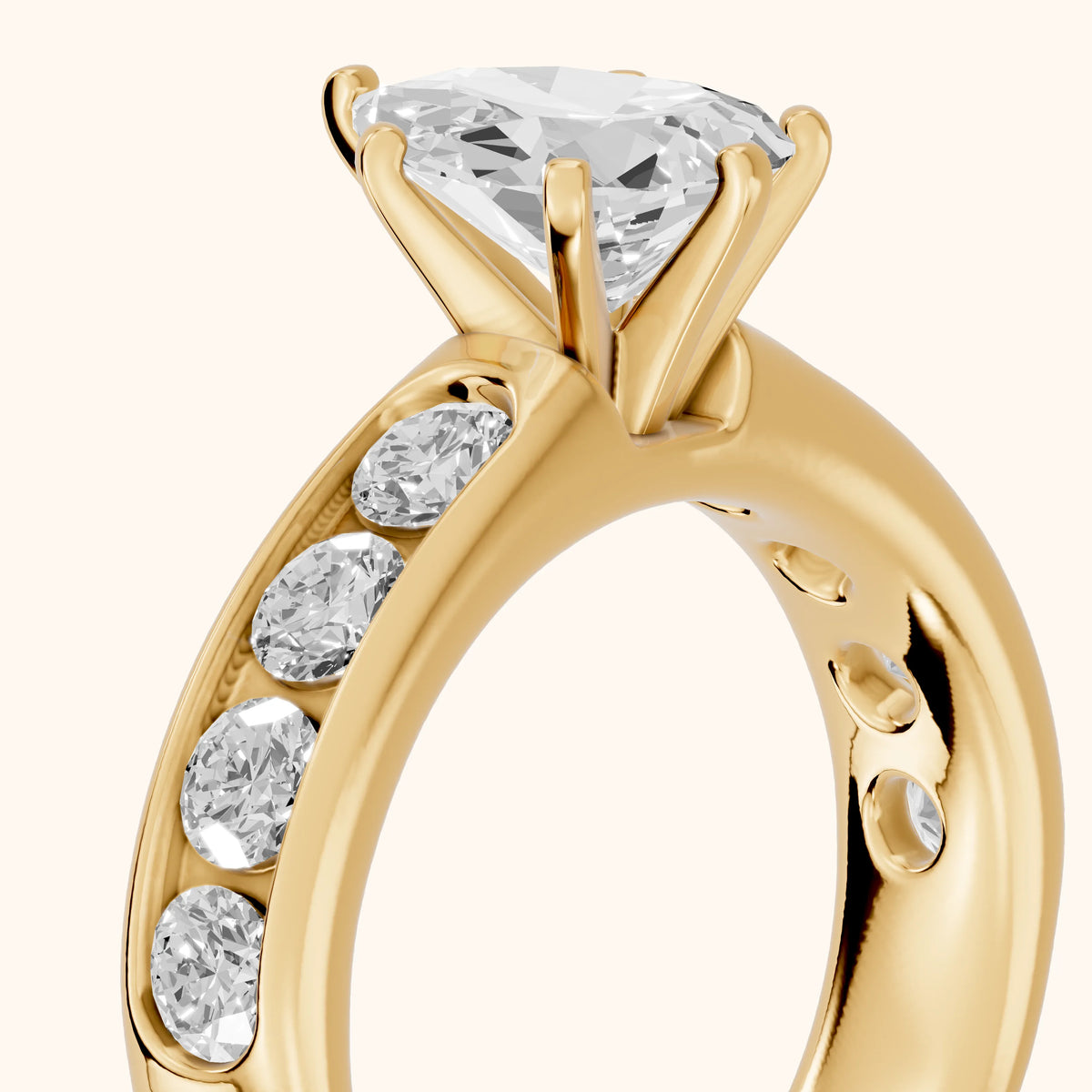 Sedona Wide Band Channel Set Pear Diamond Engagement Ring in Yellow Gold - slant-view.webp