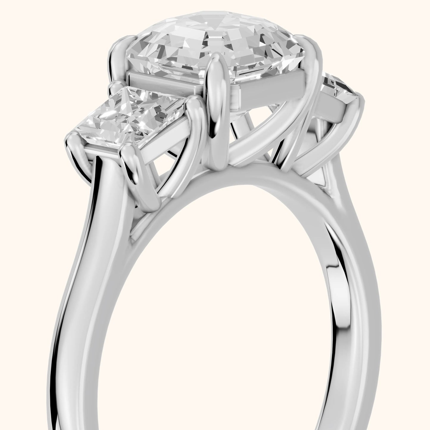 Sienna Three-Stone Asscher Diamond Ring in Silver - slant-view.webp