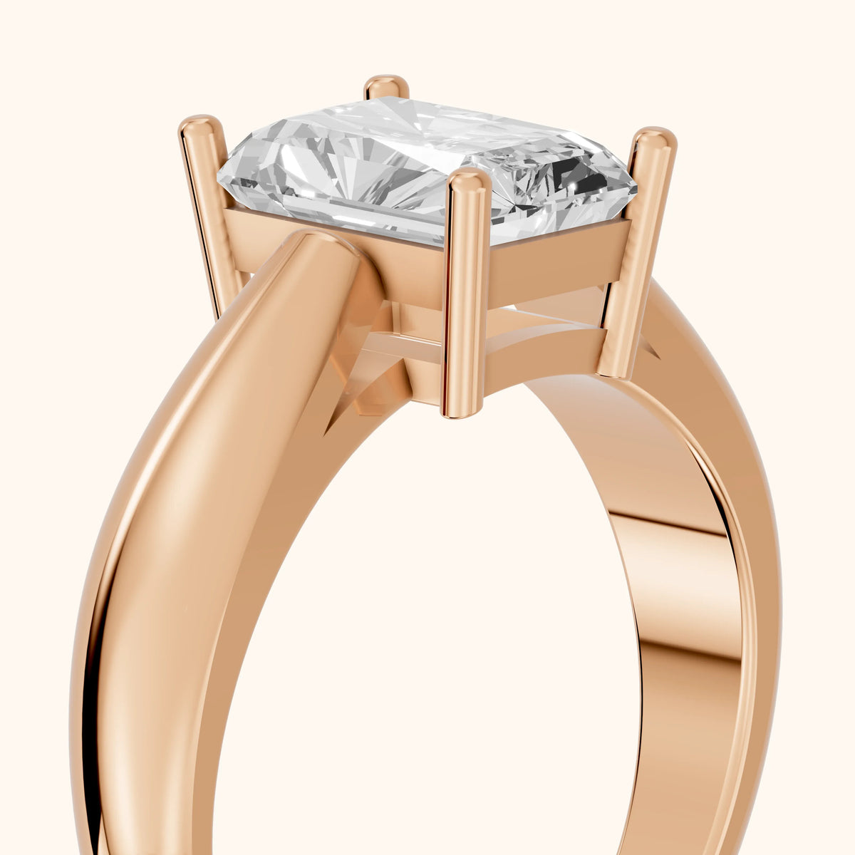 Talia Solitaire Twist Radiant Diamond Engagement Ring in Rose Gold - slant-view.webp